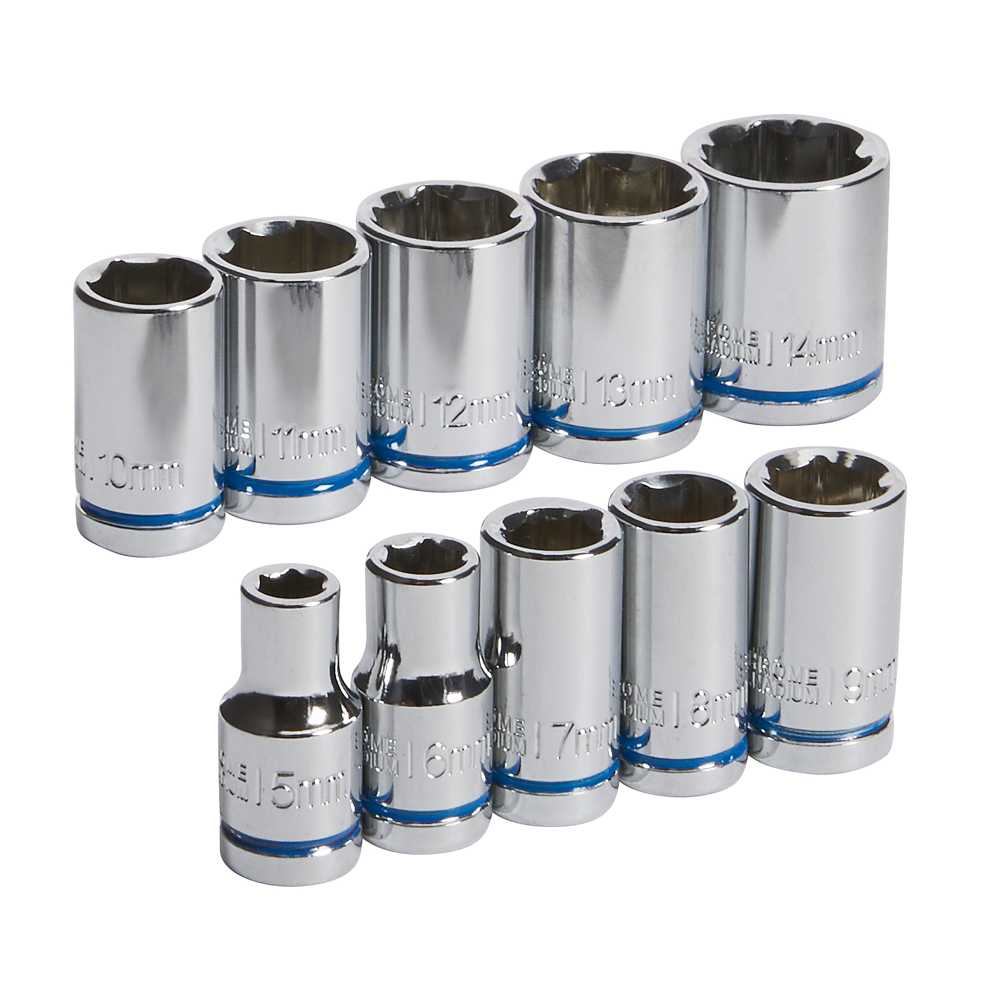 Ironton 1/4in.-Drive 6-Pt. Chrome Socket Set, 10-Pc., Metric, Chrome Vanadium Steel